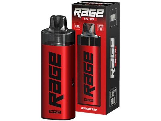 Rage Big Puff E-Zigaretten Set mit 1000 mAh Akku und 10ml Tank für ununterbrochenes Dampfen.