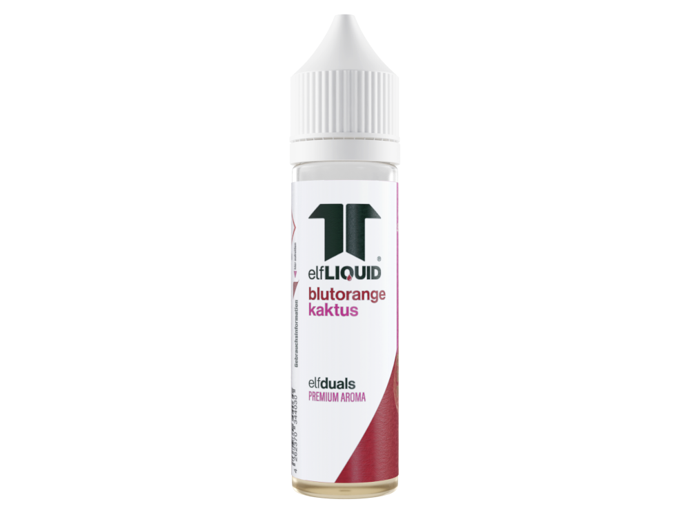 Die Verkostung von Elf-Liquid Dual Blutorange-Kaktus Aroma in einer Dampfer-Szene, ideal für Selbstmischer