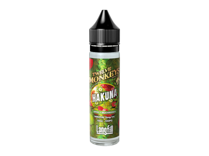 Produktabbildung des Twelve Monkeys Longfills 10ml Hakuna mit Apfel- und Cranberrygeschmack, ideal für E-Zigaretten.
