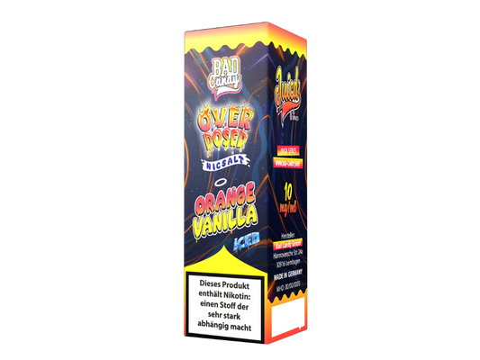 Bad Candy Liquids Juicd Nikotinsalz Orange Vanilla - 10ml Flasche mit erfrischender Kühle und Fruchtgeschmack, ideal für E-Zigaretten. Verpackung und Design im modernen Stil.