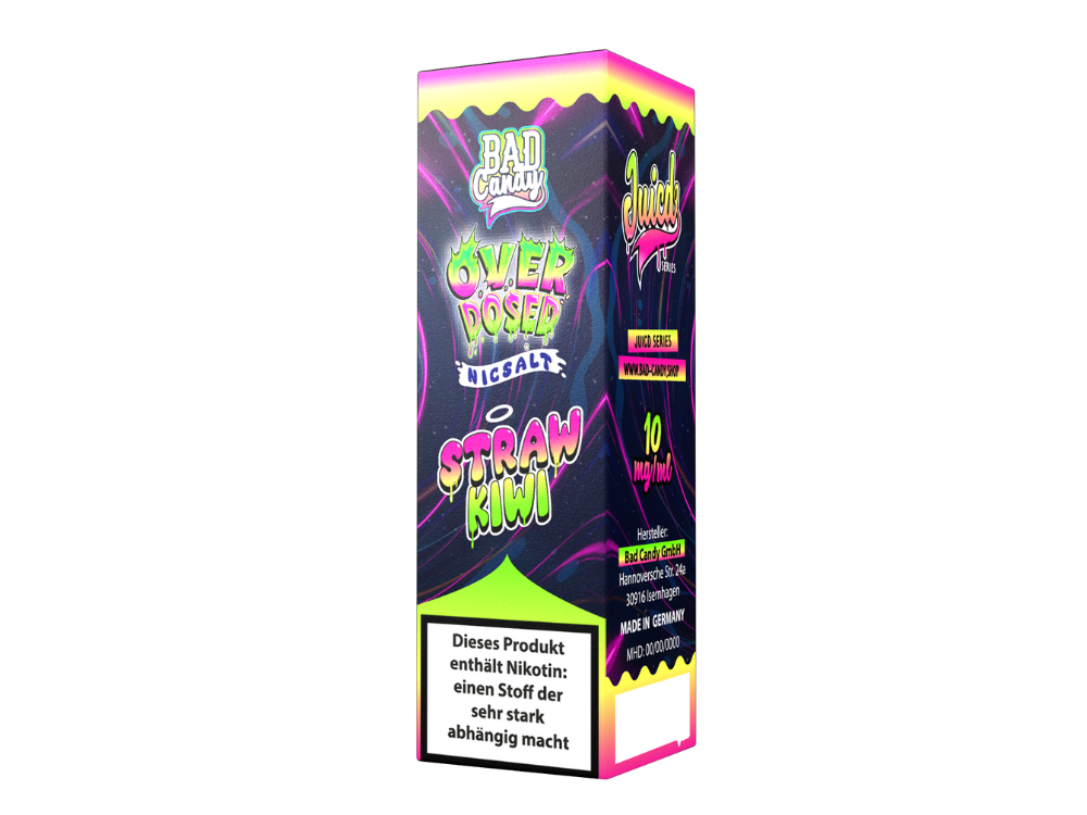Bad Candy Liquids Juicd Nikotinsalz Liquid - Erdbeere Kiwi in 10 ml Flasche, ideal für E-Zigaretten, erhältlich in 10 mg/ml und 20 mg/ml.