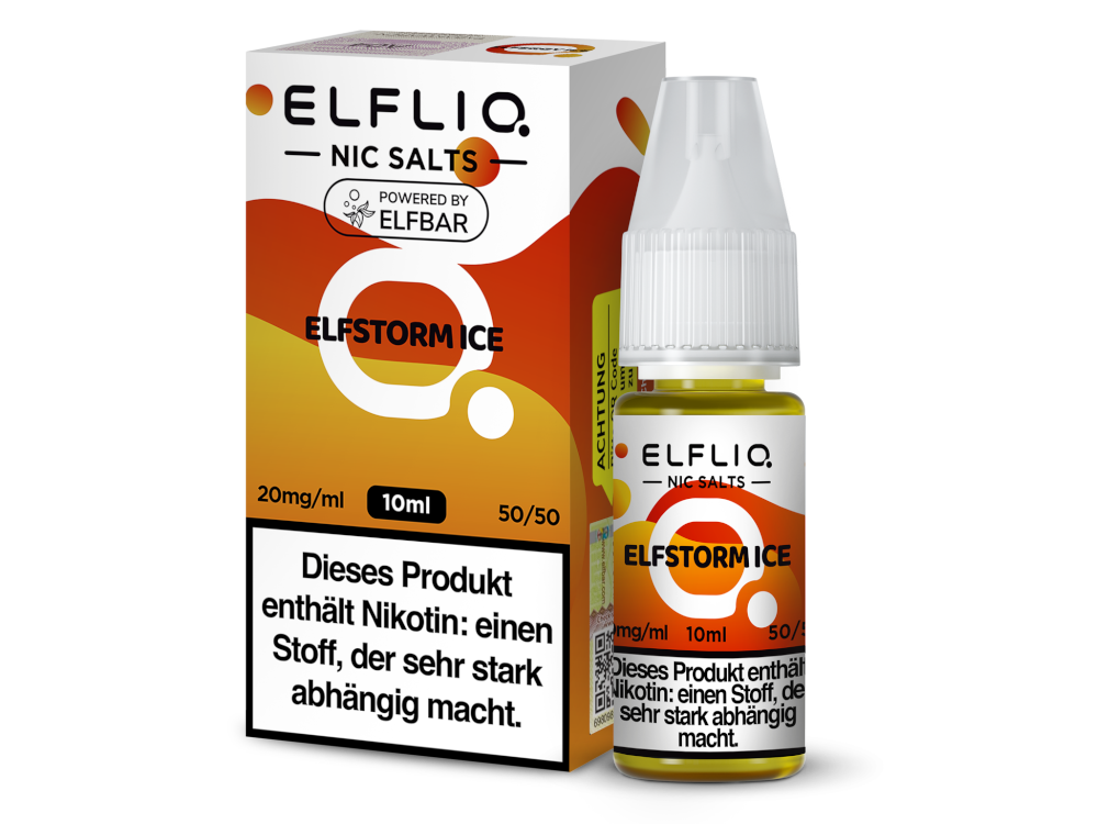 ELFLIQ Elfstorm Ice Nikotinsalz Liquid - 10ml Flasche mit Geschmack eines kühlen Energydrinks in nikotinstärken 10mg/ml und 20mg/ml, geeignet für E-Zigaretten.