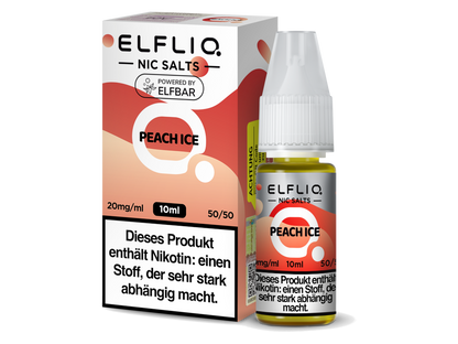ELFLIQ - Peach Ice - Nikotinsalz Liquid in einer 10ml Flasche, E-Liquid mit fruchtigem Pfirsichgeschmack und kühler Note, ideal für E-Zigaretten.