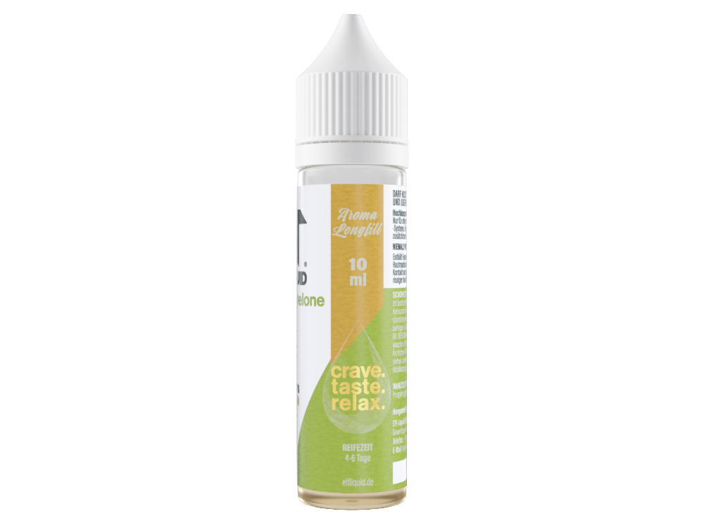 Verpackung des Elf-Liquid Single Aroma 10 ml - Honigmelone, fruchtiger Geschmack für Dampfer, geeignet für langfristige Nutzung.