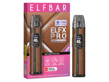 Elfbar - Elfx Pro E-Zigaretten Set mit 1200 mAh Akku, USB-C, Airflow & Top-Filling - Ansicht des kompletten Sets inklusive zwei Pods.