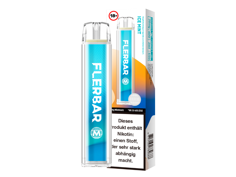 Flerbar - M Einweg E-Zigarette, präsentiert in einer modernen Verpackung mit guter Handhabung.