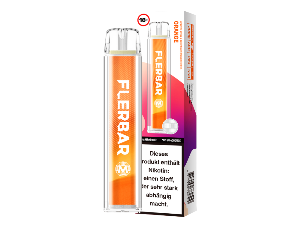 Flerbar - M Einweg E-Zigarette, präsentiert in einer attraktiven und modernen Verpackung.