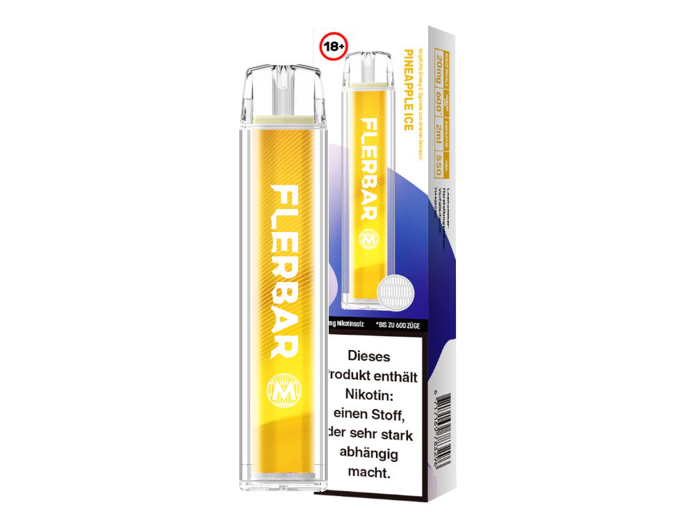 Flerbar - M Einweg E-Zigarette präsentiert in einer stilvollen Verpackung mit breitem Geschmacksspektrum.