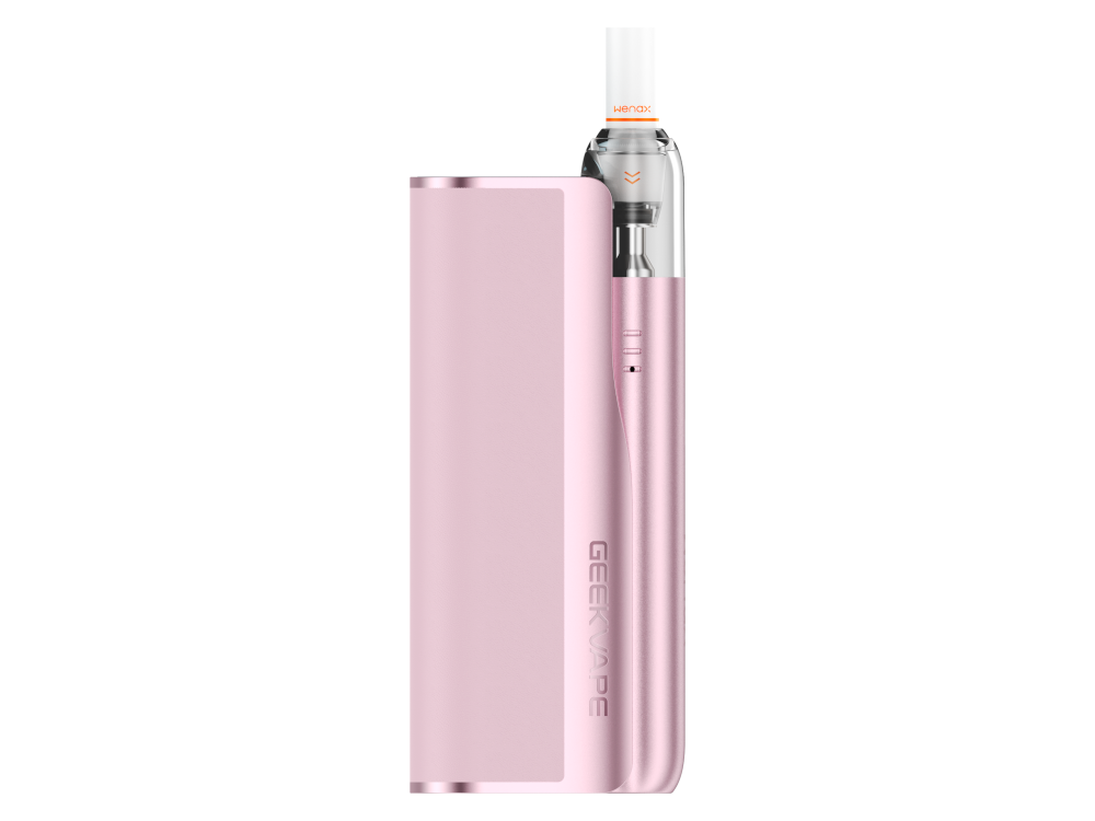 GeekVape - Wenax M Starter E-Zigaretten Set, inklusive Wenax M1 Mini E-Zigarette und Wenax M Powerbank, auf einem klaren Hintergrund.