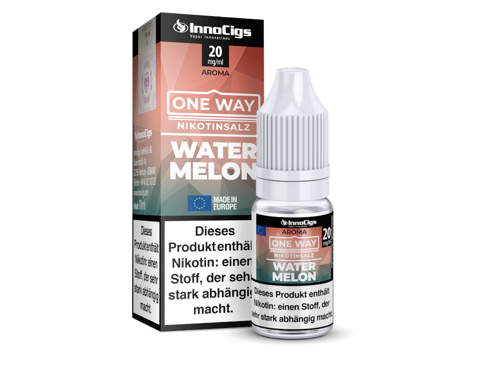 InnoCigs Nikotinsalz Liquid - Watermelon 20 mg/ml, hochdosiert mit Geschmacksrichtung Wassermelone, ideal für E-Zigaretten.
