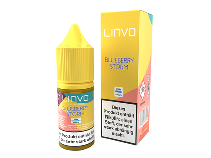 Linvo - Blueberry Storm Nikotinsalz Liquid 20 mg/ml in einer 10 ml Flasche, ideal für direktes Dampfen, mit Aromen von Blaubeeren und Energy-Drink.
