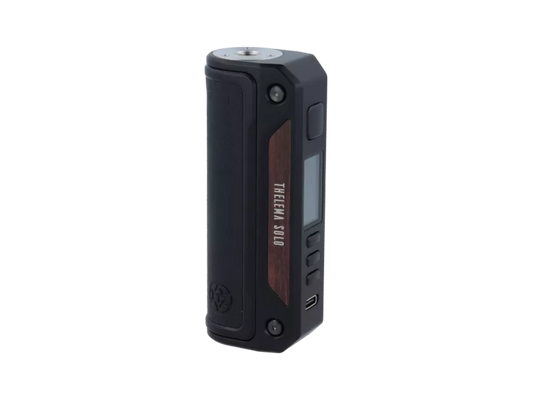 Überblick über die Funktionen des Lost Vape Thelema Solo 100 Watt Akkuträgers, der mit VW- und TC-Modus ausgestattet ist.