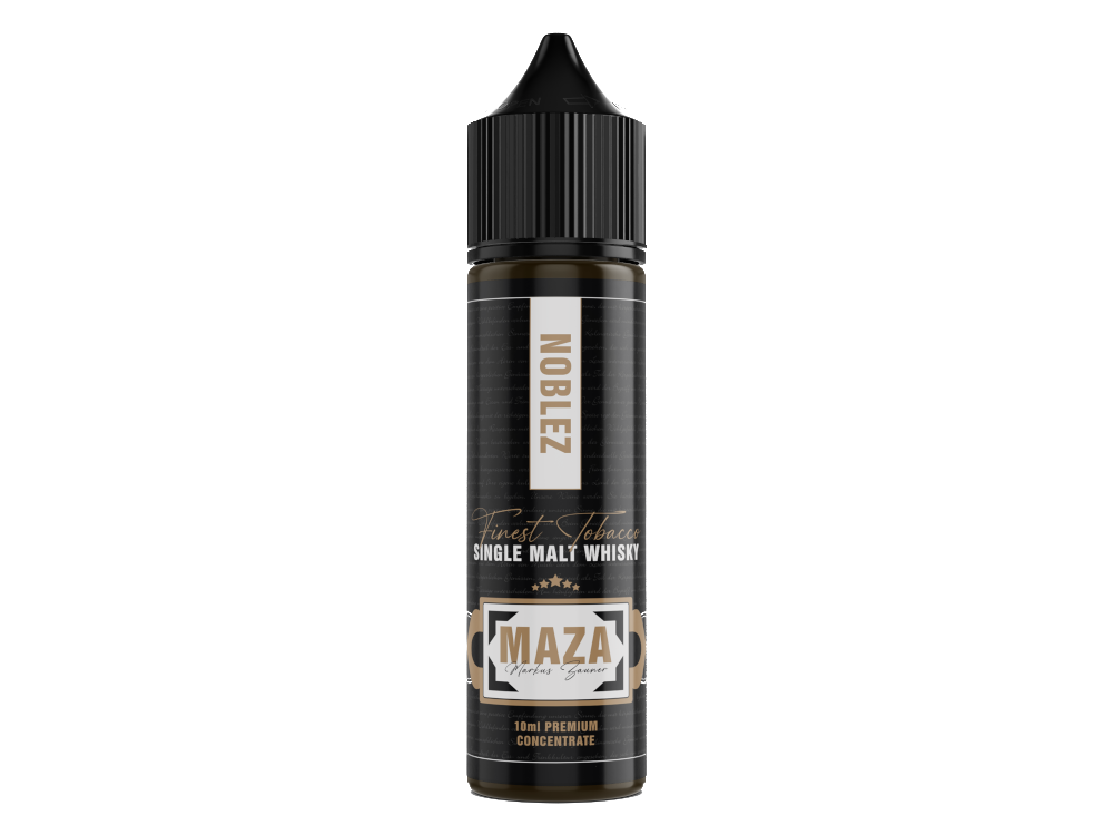 MaZa Finest Tobacco Longfills 10ml Noblez - Hochkonzentriertes Tabakaroma für E-Liquids, präsentiert in einer eleganten Flasche, ideal für Dampfer, die den authentischen Tabakgeschmack schätzen.