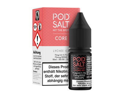 Pod Salt Core - Nikotinsalz Liquid - Lychee Ice, geschmackvoller und erfrischender Lychee-Geschmack, perfekt für Dampfen, 10ml Flasche.