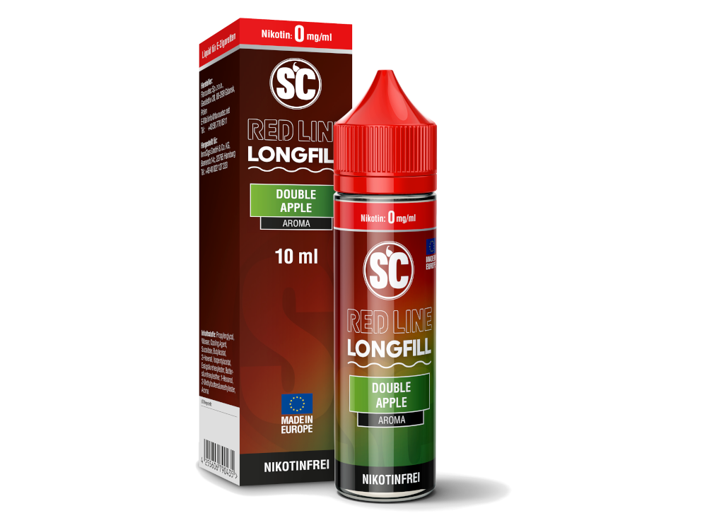SC Red Line Double Apple Longfills 10 ml - Intensiviertes Aroma für E-Zigaretten mit fruchtiger Apfelnote und erfrischendem Menthol.