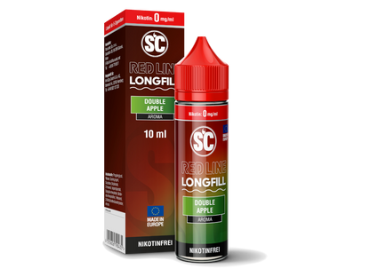 SC Red Line Double Apple Longfills 10 ml - Intensiviertes Aroma für E-Zigaretten mit fruchtiger Apfelnote und erfrischendem Menthol.