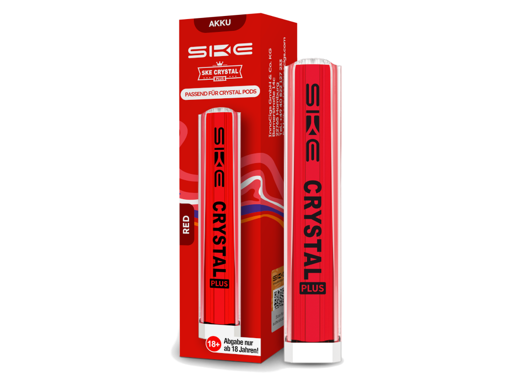 SKE Crystal Plus Akku 400 mAh von RavenSmoke DE, Produktbild mit Nahaufnahme des Designs und der Akku-Kapazität.