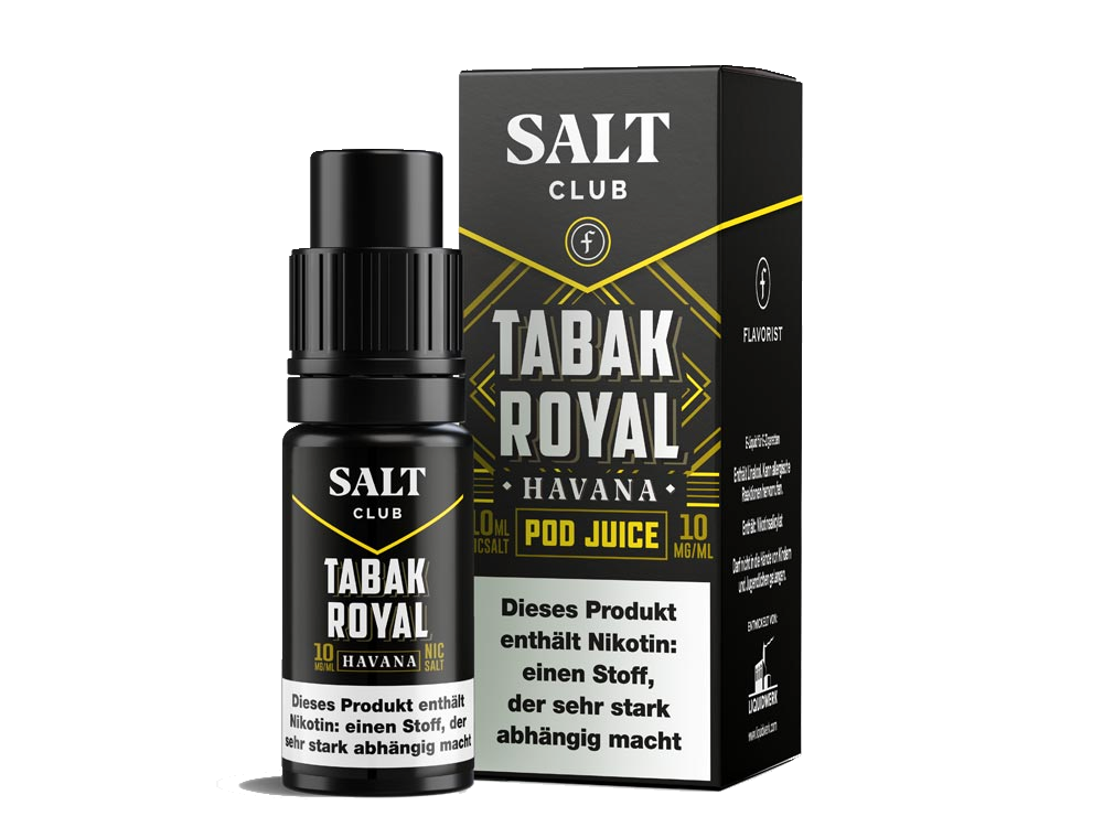 Salt Club Flavorist Tabak Royal Havana - Nikotinsalz Liquid mit mildem Tabak und Aromen von Walnüssen, Blütenhonig und Bourbon Vanille.