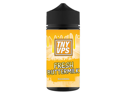 TNYVPS Longfills Fresh Buttermilk 10ml Aroma Flasche, die die Aromen von Buttermilch und Zitrone in einem ansprechenden Design kombiniert. Ideal für E-Zigaretten, die für ein intensives Geschmackserlebnis sorgen.