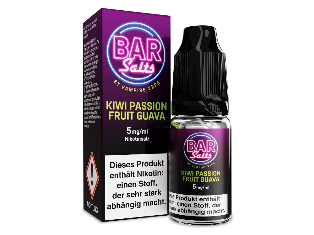 Vampire Vape - Bar Salts - Nikotinsalz Liquid - Kiwi Passion Fruit Guava in einer 10 ml Flasche mit fruchtigem Geschmack von Kiwi, Passionsfrucht und Guave, geeignet für E-Zigaretten.