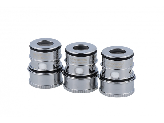 Vapefly Kriemhild Dual Mesh 0,2 Ohm Head - 3 Stück pro Packung, ideal für direkte Lungeninhalation bei 45-70 Watt, erhältlich in Silber und Gold.