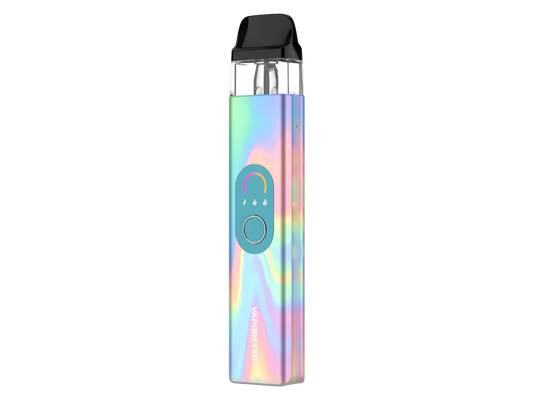 Vaporesso - XROS 4 E-Zigaretten Set mit 1000mAh Akku, 3ml Tank, PULSE-Modus & MTL/RDL Coils in eleganten Farben auf einem weißen Hintergrund.