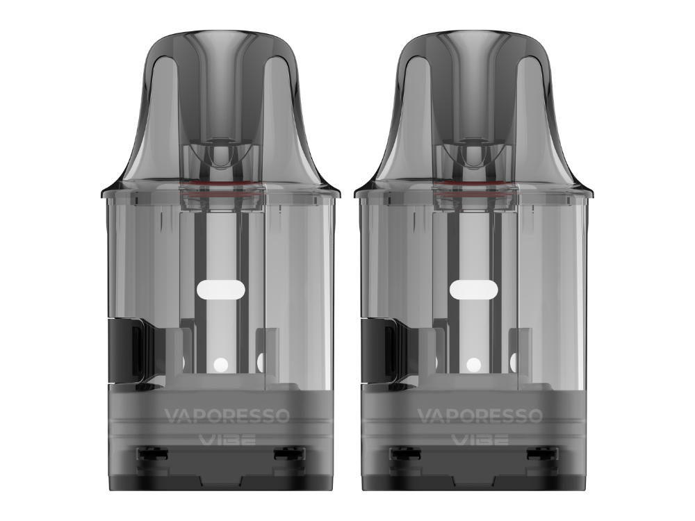 Vaporesso - Vibe Dual Mesh Pod im Detail mit Beschreibung des Dual-Mesh-Coils und Kapazität von 4,5 ml.