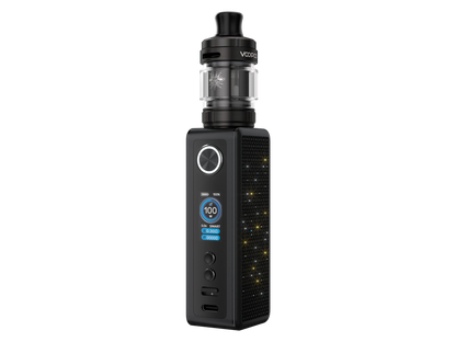 VooPoo VINCI Spark 100 E Zigaretten Set mit 100W Leistung, UFORCE-X Nano Clearomizer und Top-Filling, abgebildet in verschiedenen Perspektiven.