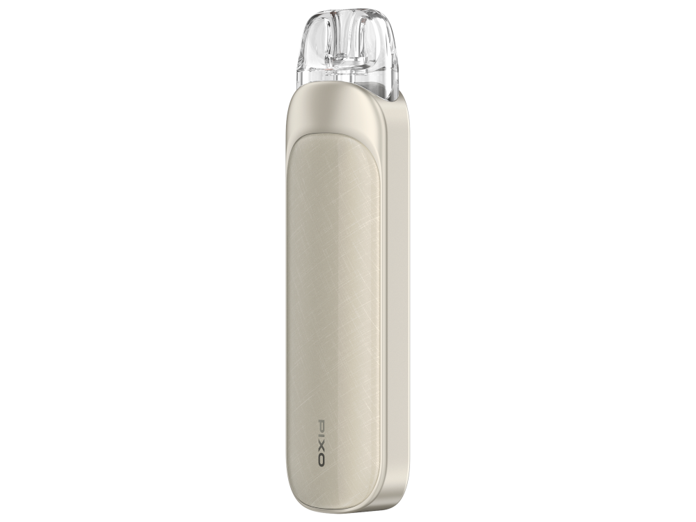 Zwei verschiedene Pods der Aspire Pixo E-Zigarette, 0,4 Ohm und 1,0 Ohm, nebeneinander auf einem Tisch.