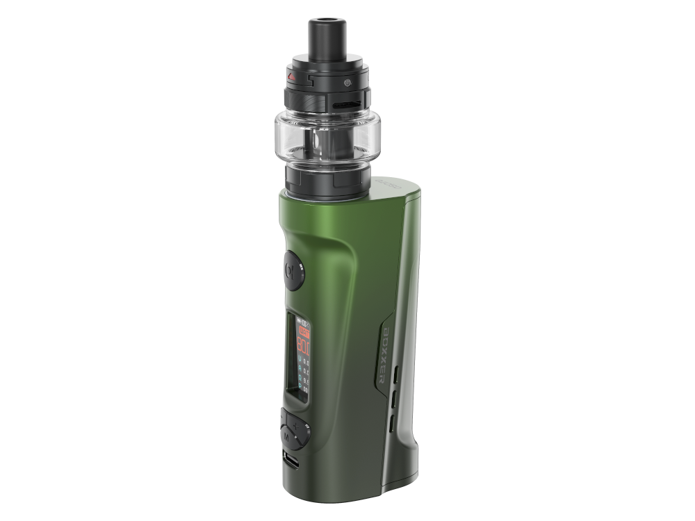 Leistungsstarker Aspire Boxxer Akkuträger mit 80 Watt Ausgangsleistung und integriertem 0,96 Zoll TFT-Farbdisplay.