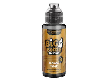 Big Bottle - Longfills 10 ml - Indiana Tabak von RavenSmoke DE, zeigt die 120 ml Flasche mit hochkonzentriertem Tabakaroma und süßer Note, geeignet für das Mischen von E-Liquids.