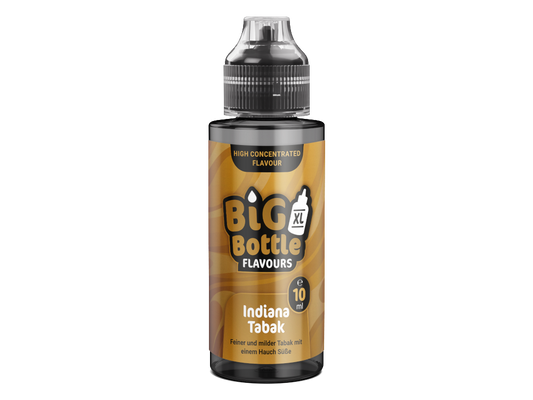 Big Bottle - Longfills 10 ml - Indiana Tabak von RavenSmoke DE, zeigt die 120 ml Flasche mit hochkonzentriertem Tabakaroma und süßer Note, geeignet für das Mischen von E-Liquids.