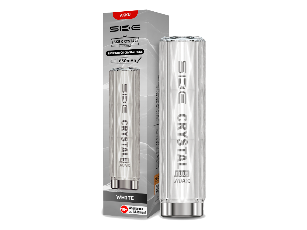 Das Design des SKE Crystal Plus MAX Akkus mit Airflow Control für individuelles Dampferlebnis