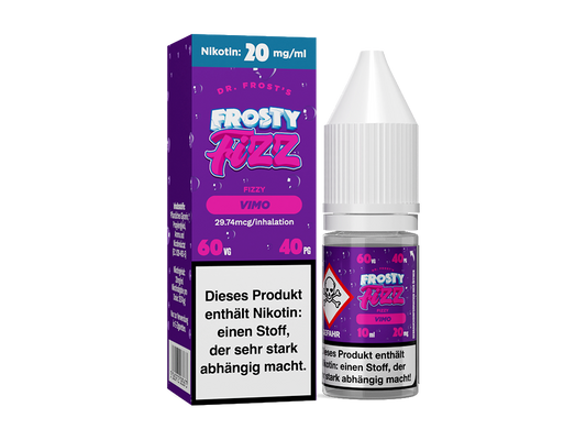 Dr. Frost Frosty Fizz Blue Slush Nikotinsalz Liquid Vimo - Himbeer Grapefruit Koolada in einer 10 ml Flasche, die erfrischende Aromen von Himbeeren, schwarzer Johannisbeere, Trauben, Limonade und Koolada kombiniert. Ideal für E-Zigaretten.