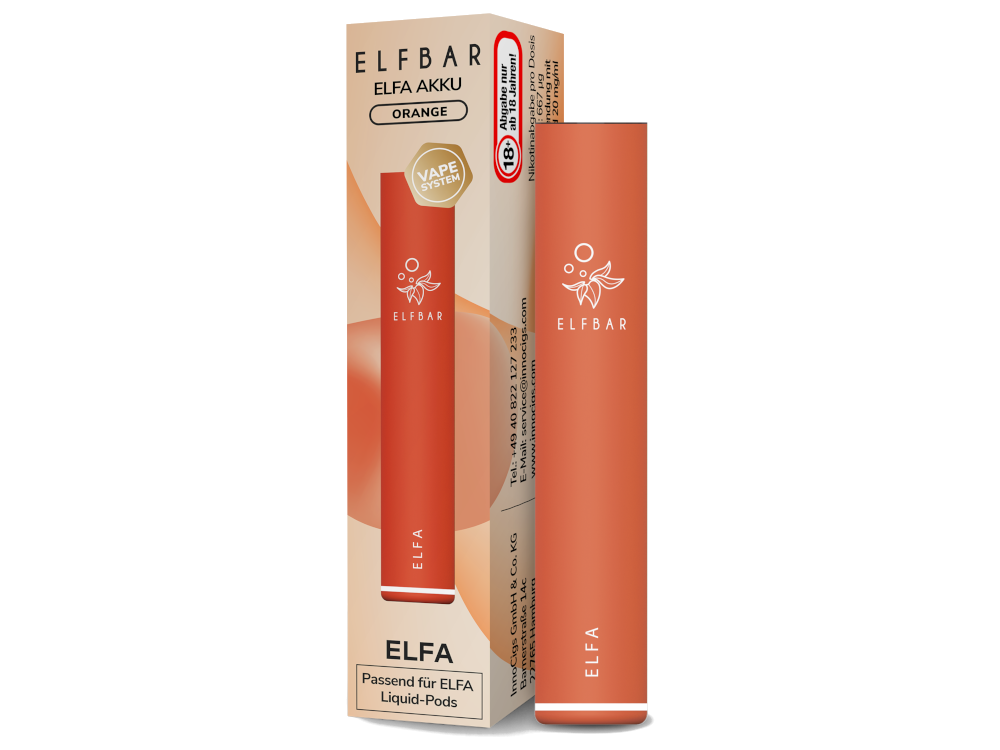 Die Elfbar - Elfa Akku 500 mAh, die leistungsstarke Batterie für Premium E-Zigaretten.