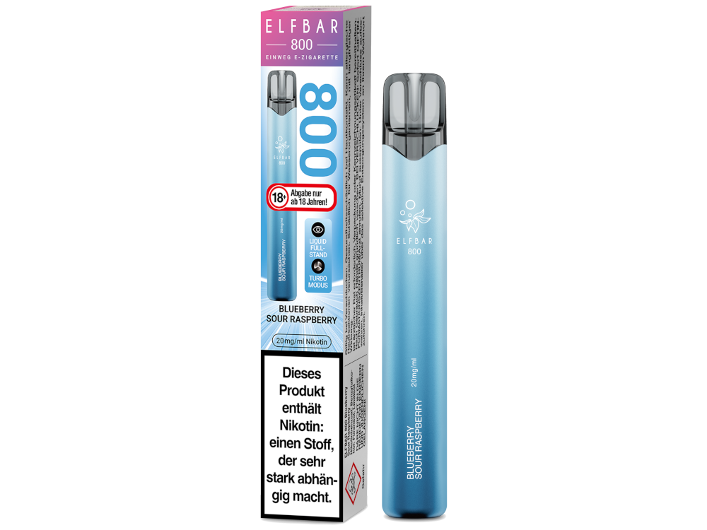 Elfbar 800 E-Zigarette zwischen anderen Rauchgeräten auf einem Tisch.