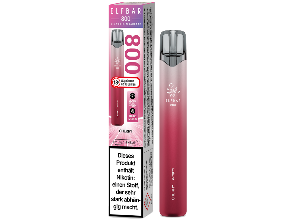 Elfbar 800 Einweg E-Zigarette, hervorgehoben durch ihr elegantes Design und die Zugautomatik.