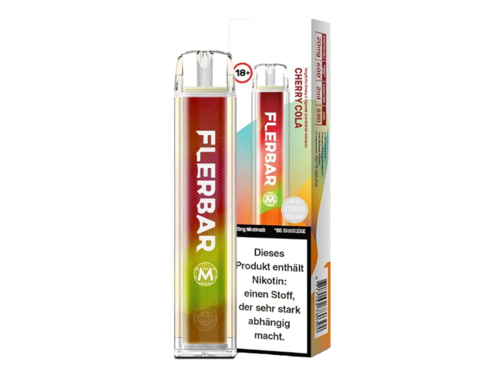 Flerbar - M Einweg E-Zigarette, ausgestattet mit einer Akkukapazität von 550 mAh und einem Tankvolumen von 2 ml.