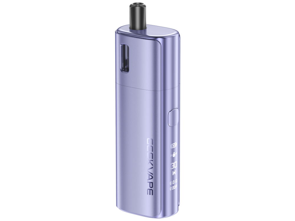 Nahaufnahme des GeekVape S30 Pro E-Zigaretten Sets, das den 2.100 mAh Akku und das 0,99 Zoll große Hidden-Display zeigt.