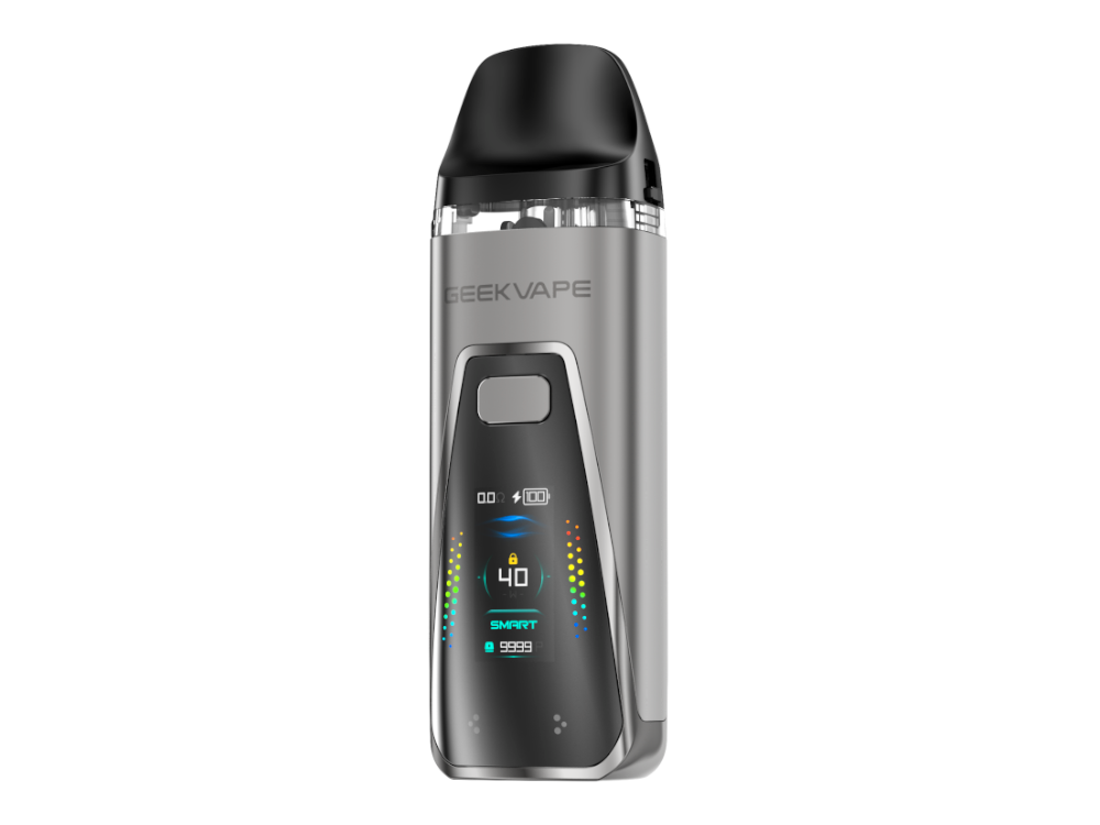GeekVape - Digi Pro E-Zigarette Set mit 2.000 mAh Akku, 40 Watt, Smart, Boost, ECO Modi - Detailaufnahme des Farbdisplays.