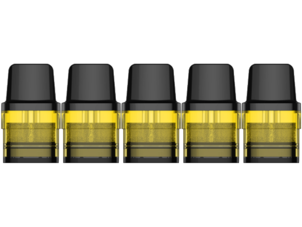 Joyetech WideWick Pod - Übersicht mit fünf in einer Packung enthaltenen Pods für MTL-Dampfen, 1,2 Ohm Widerstand und Top-Filling System.