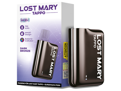 Lost Mary - Tappo Akku in verschiedenen Farben präsentiert. Perfekt kompatibel mit Lost Mary Tappo Pods und Elfbar Elfa Prefilled Pods.