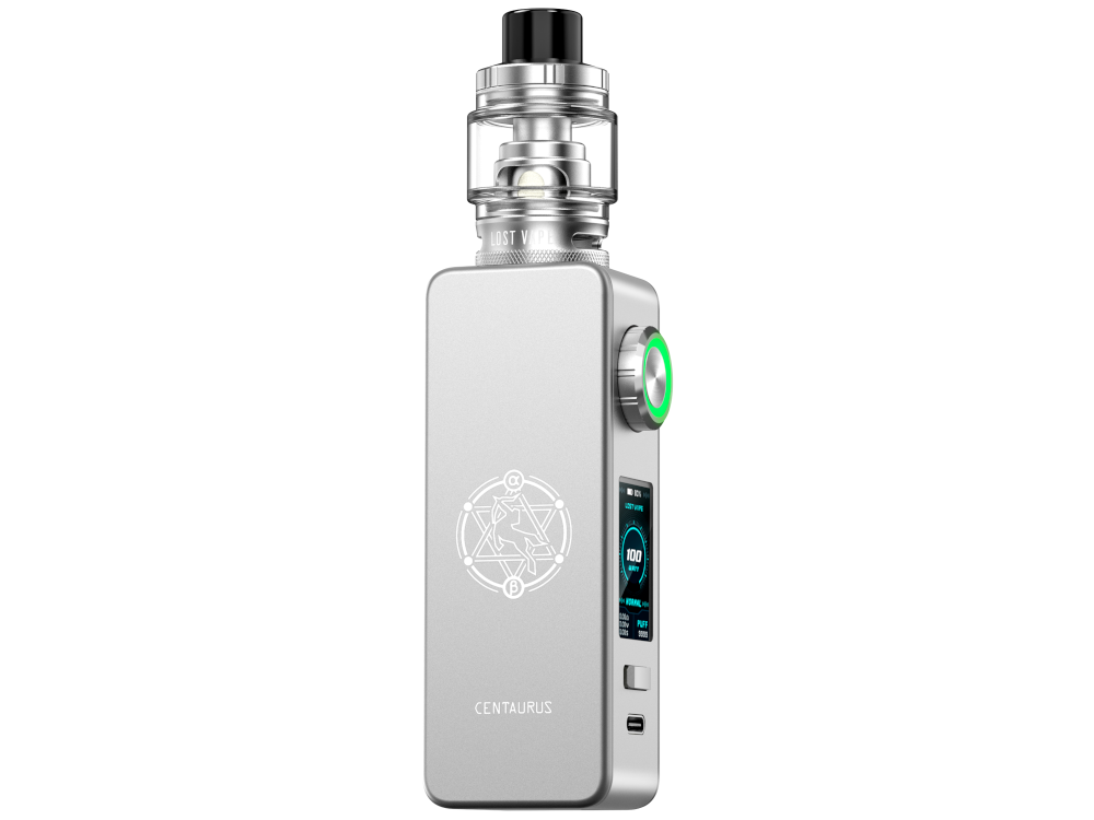 Lost Vape - Centaurus M100 Box E-Zigaretten Set: Ansicht des Mod mit leistungsstarker 100W Funktionalität und hochwertigem Design.