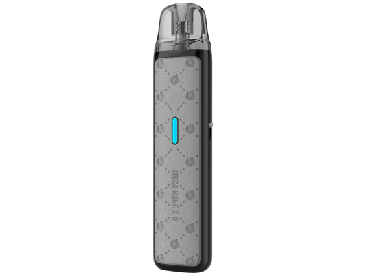 Close-up des Lost Vape Ursa Nano S II E-Zigaretten Sets mit 1000 mAh, 0,8 Ohm Pod und einstellbarer Airflow - Detailansicht des Designs und der Bedienelemente.