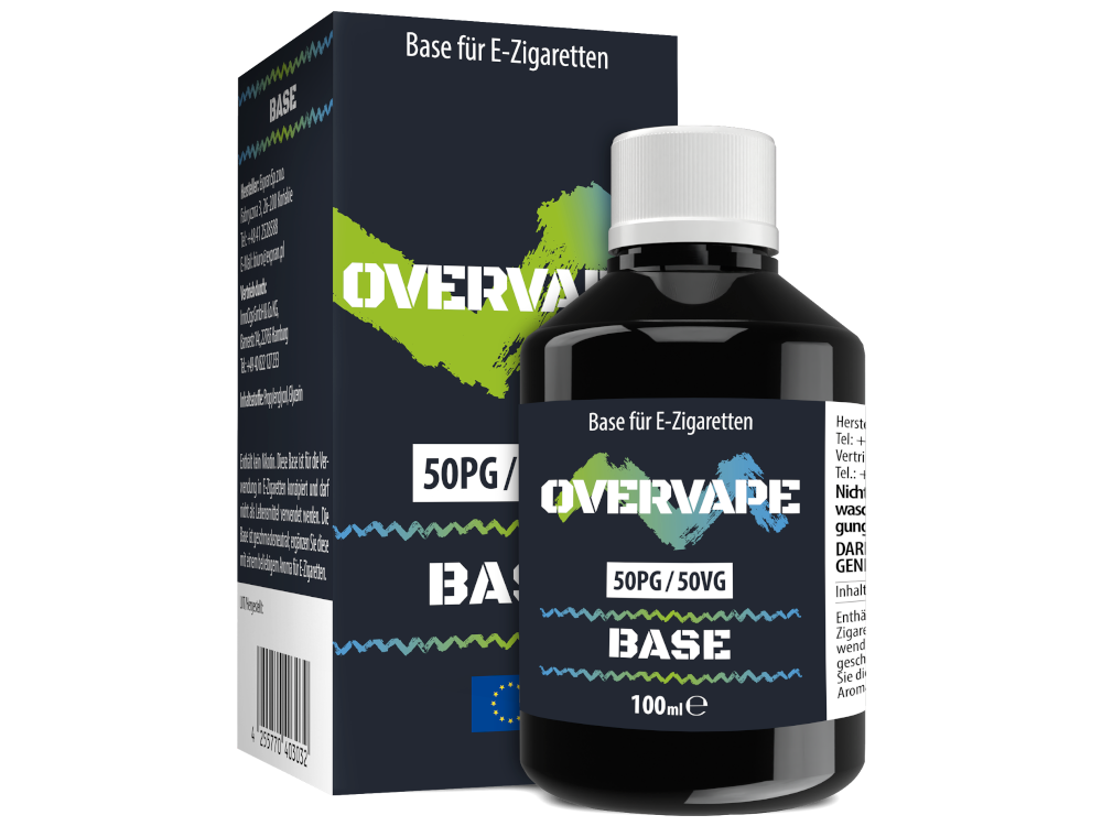 Overvape Base 100 ml nikotinfreies PG/VG E-Liquid Basis für Selbstmischer.