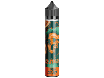 Revoltage Longfills 15ml Green Orange, fruchtiges Aroma mit kühler Note zur Verwendung in E-Zigaretten, präsentiert in einer 75ml Chubby-Flasche.