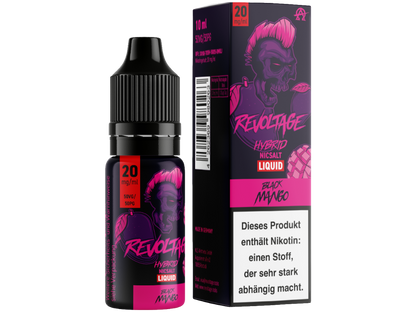 Revoltage Hybrid Nikotinsalz Liquid Black Mango in 10ml Flasche mit 0mg, 10mg, 20mg/ml Nikotinstärken, für E-Zigaretten.