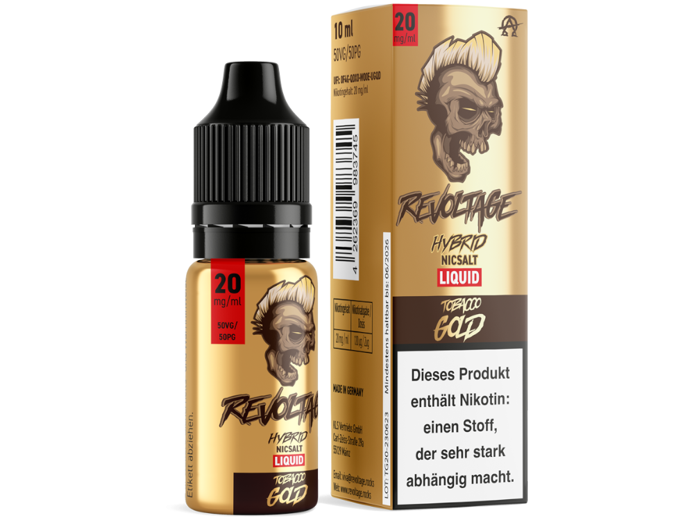 Revoltage - Hybrid Nikotinsalz Liquid - Tobacco Gold - 10mg/ml - 20mg/ml