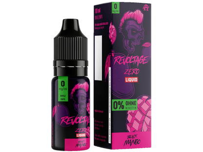 Inhalt und Zutaten von Revoltage Hybrid Nikotinsalz Liquid Black Mango, ein hochwertiges E-Liquid für Dampfer.