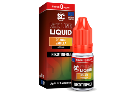 Anwendung des SC Red Line Orange Vanilla Nikotinsalz Liquids in einer E-Zigarette, die das intensive Dampferlebnis für Genießer demonstriert.